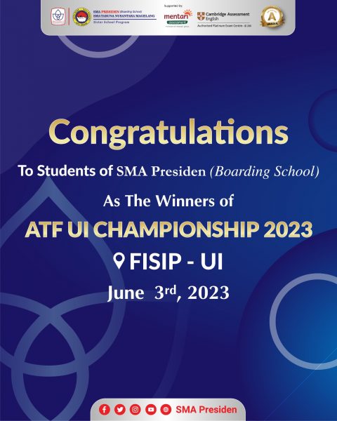 Congratulations to students of SMA Presiden as the winners of ATF UI Championship 2023. 👏